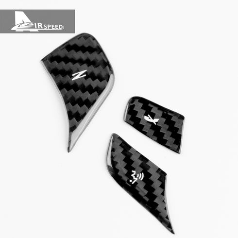 3PCS Carbon Fiber Steering Wheel Voice Button Trim For Corvette C8 2020-2022